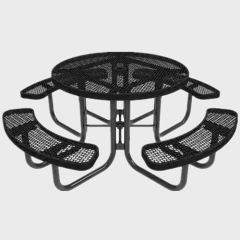 Outdoor round picnic table with umbrella hole