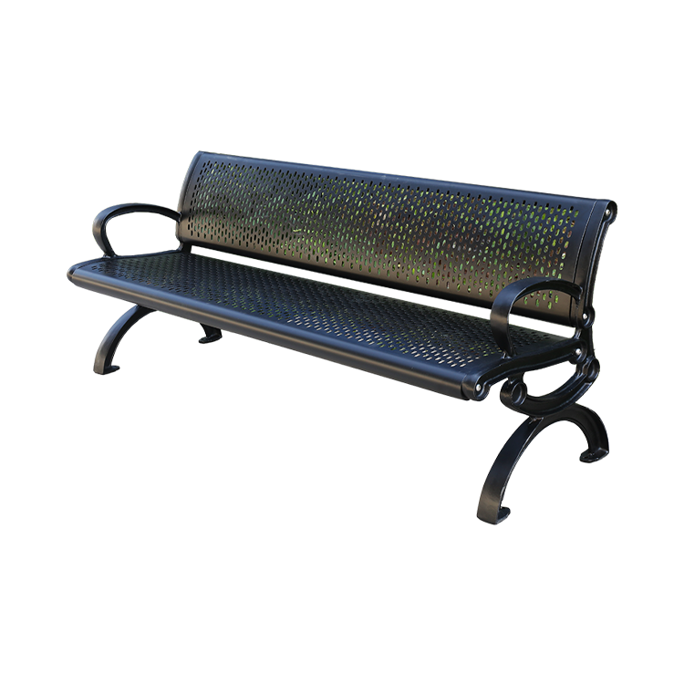 Rust proof perforated steel outdoor garden bench