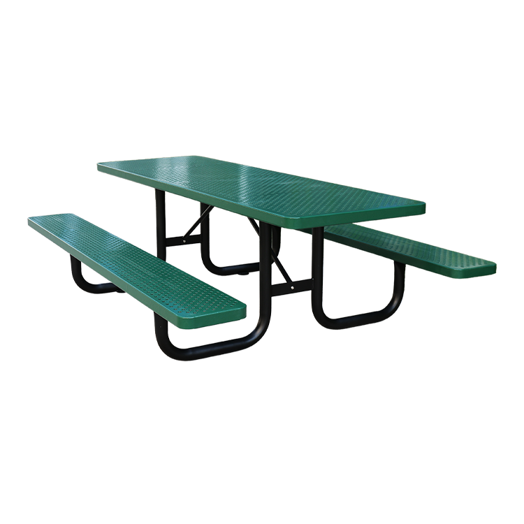 6 foot 8 foot perforated steel picnic table