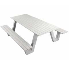 Outdoor metal and wood picnic table