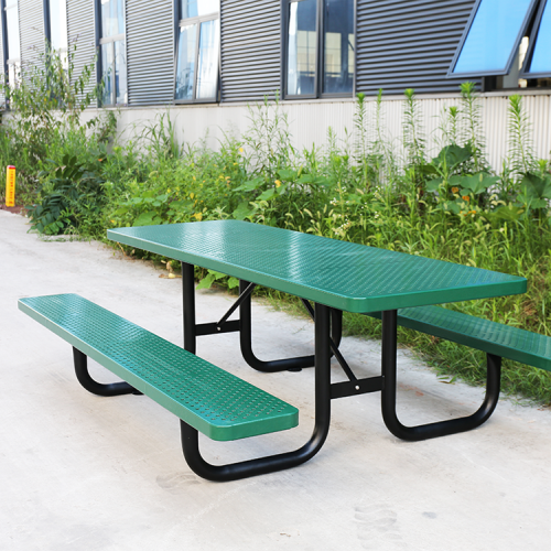 6 foot 8 foot perforated steel picnic table