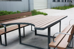 Outdoor wood disabled picnic table and bench set