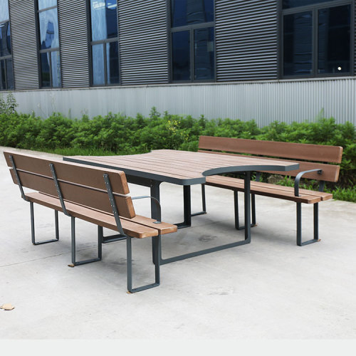 Outdoor wood disabled picnic table and bench set