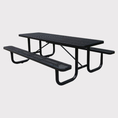 Outdoor 6 ft 8 ft long picnic table with benches