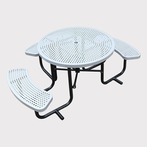 Big disabled round metal outdoor picnic tables