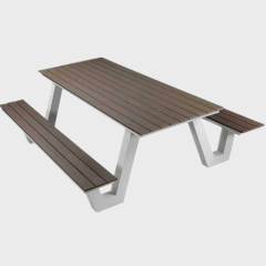 Outdoor metal and wood picnic table