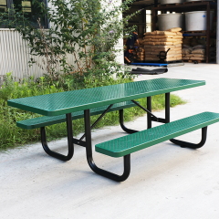 6 foot 8 foot perforated steel picnic table