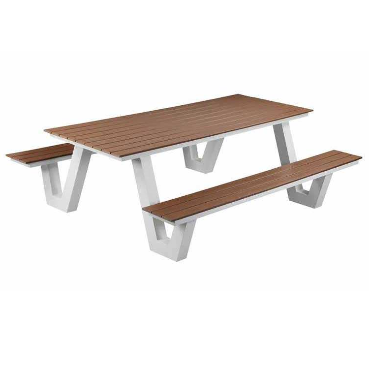 Outdoor metal and wood picnic table
