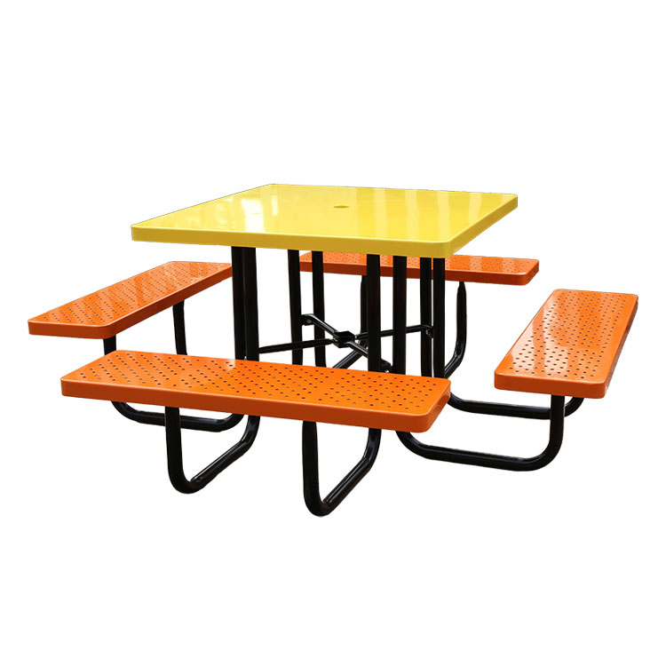 Heavy duty perforated metal picnic dining table