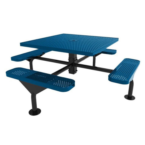 Outdoor single pedestal picnic table with 4 benches