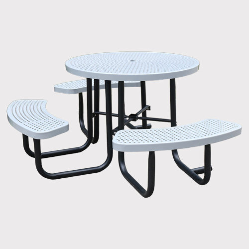 Big disabled round metal outdoor picnic tables