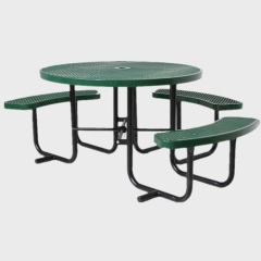 Round metal disabled picnic table with umbrella hole