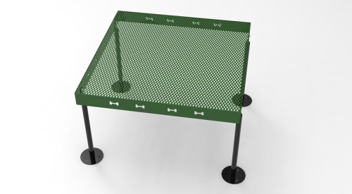 Dog park grooming deck dog paw table