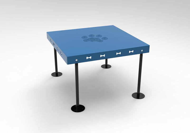 Dog park grooming deck dog paw table