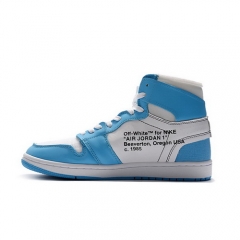 Authentic Air Jordan 1 OFF-White White Blue Men