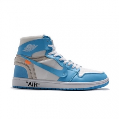 Authentic Air Jordan 1 OFF-White White Blue Men