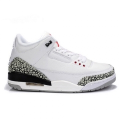 Air Jordan Retro 3 White Grey Red