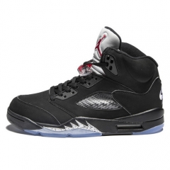 Authentic  Air Jordan 5 Black Metallic Silver OG Retro Nike On The Heel Men