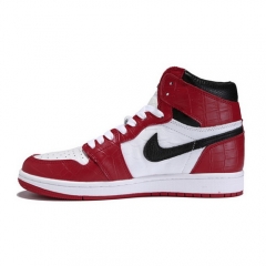 Authentic Air Jordan 1 White Red Black Snakeskin Men