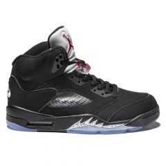 Authentic  Air Jordan 5 Black Metallic Silver OG Retro Nike On The Heel Men