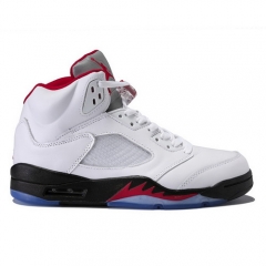 Authentic Air Jordan 5 White Black Red Men