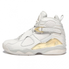 Authentic Air Jordan 8 Champonship White Metallic Gold Men