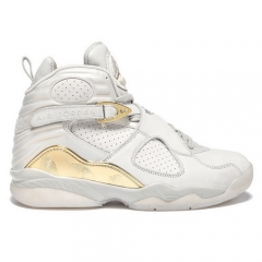 Authentic Air Jordan 8 Champonship White Metallic Gold Men