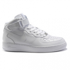 All White Nike Air Force One High Shoes