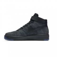 (Women) Nike Air Force 1 Flyknit High Black Grey