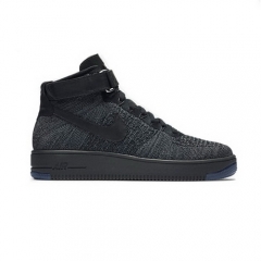 (Women) Nike Air Force 1 Flyknit High Black Grey