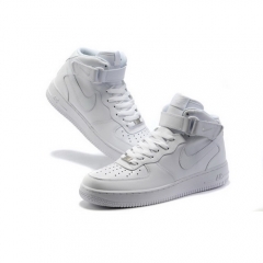 (Women) All White Nike Air Force One High Shoes