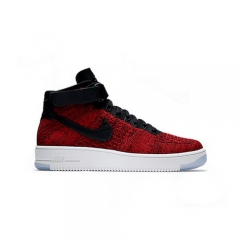 (Women) Nike Air Force 1 Flyknit High Red Black White