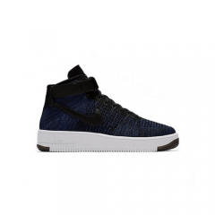 (Women) Nike Air Force 1 Flyknit High Navy Blue White