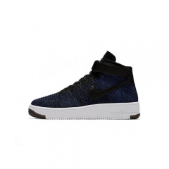 (Women) Nike Air Force 1 Flyknit High Navy Blue White