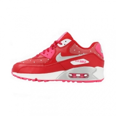 (Women) Authentic Nike Air Max 90 Print Women Dark Red Metallic Silver Pink Pow