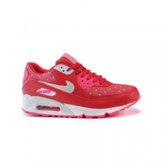 (Women) Authentic Nike Air Max 90 Print Women Dark Red Metallic Silver Pink Pow