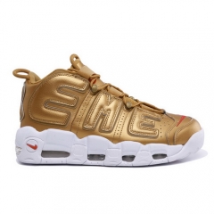 Authentic Supreme x Nike Air More Uptempo Suptempo Gold White Men