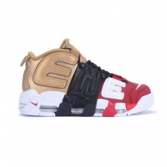 Authentic Nike Air More Uptempo Red Black Gold White Men