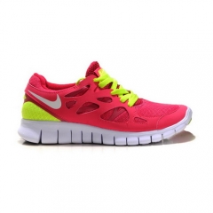 (Women) Nike Free Run Plus 2 Shoes Red Neon Green