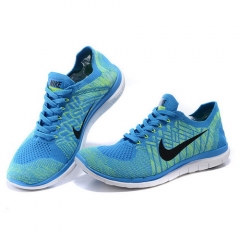 (Women) Nike Free Flyknit 4 Blue White