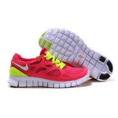 (Women) Nike Free Run Plus 2 Shoes Red Neon Green