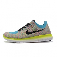 (Women) Nike Free Flyknit 5 Yellow Blue White