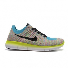 (Women) Nike Free Flyknit 5 Yellow Blue White