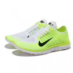 (Women) Nike Free Flyknit 4.0 Running Shoes Club Black White Court LightGreen