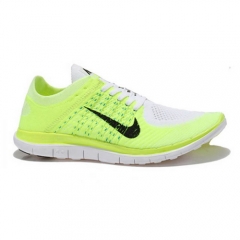 (Women) Nike Free Flyknit 4.0 Running Shoes Club Black White Court LightGreen