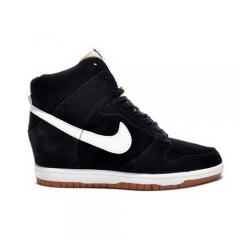 (Women) Nike Dunk Sky High Suede Wedge Black White Trainers Shoes