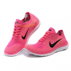 (Women) Nike Free Flyknit 4 Pink White