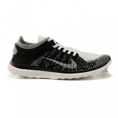 (Women) Nike Free 4.0 Flyknit Running Shoes White Black Volt White