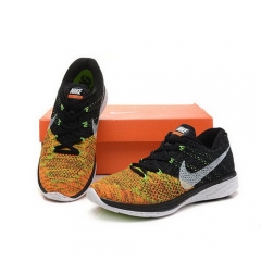 (Women) Nike Flyknit Lunar 3 Black Electric Green Total Orange Shoes