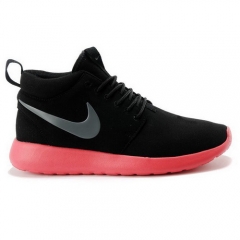 (Women) Nike Roshe Run High Cut Shoes Black Watermelon Red